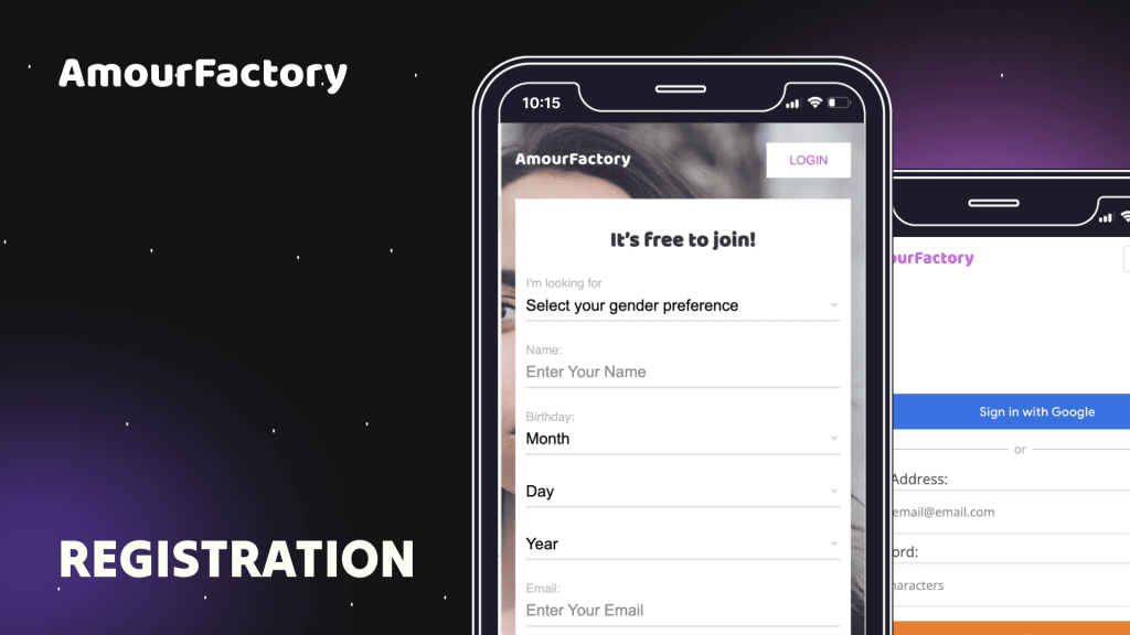 Amourfactory registration process