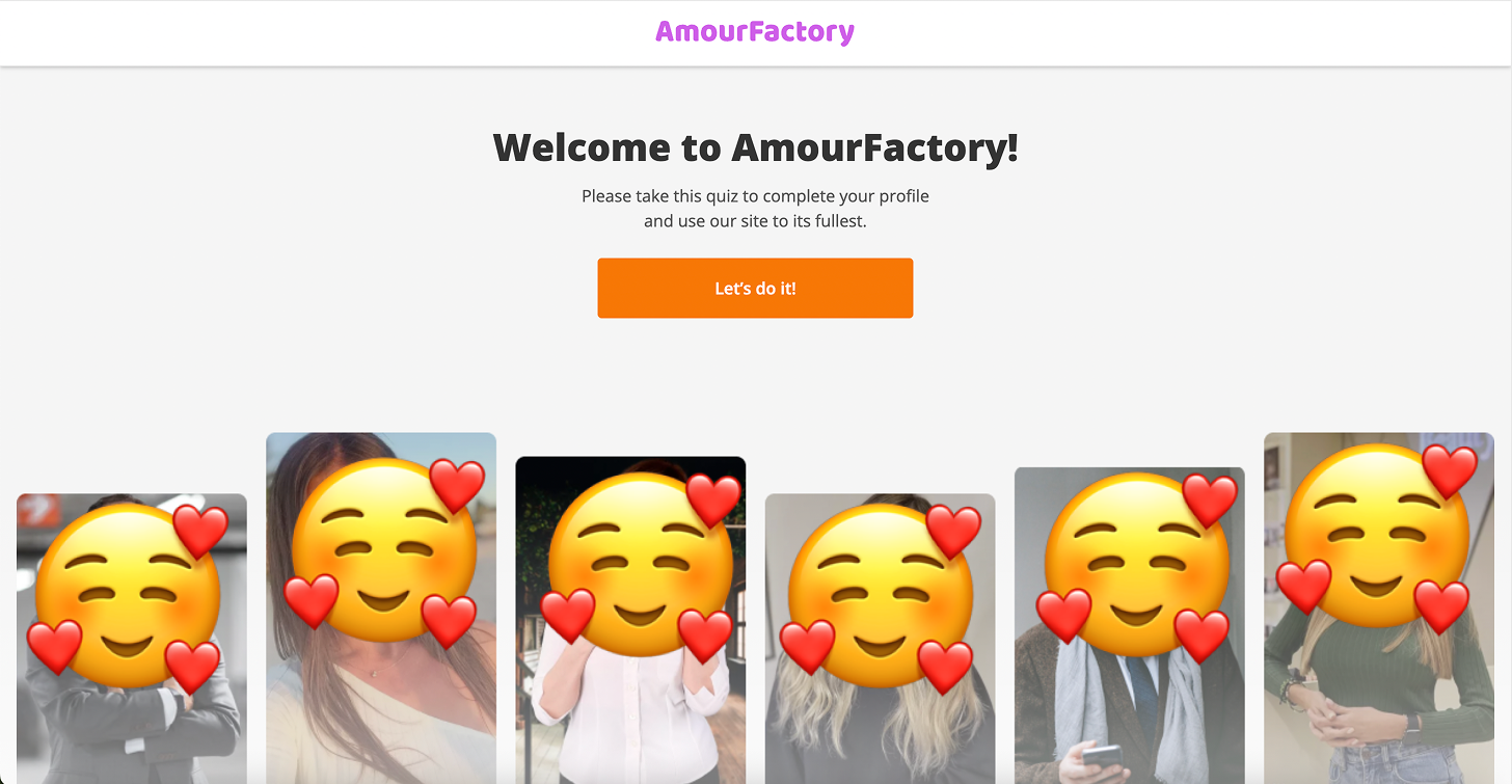 Join AmourFactory - Welcome page
