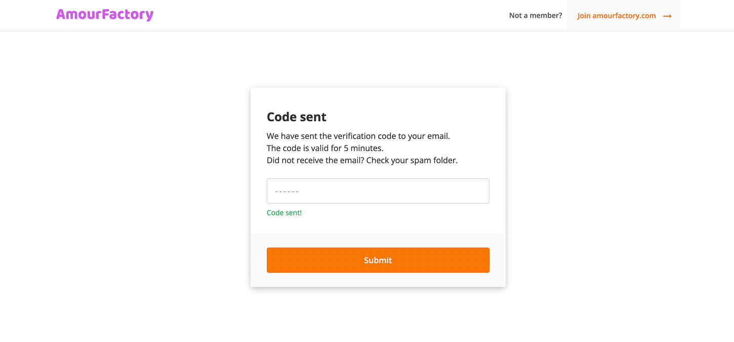 Code to restore your AmourFactory password